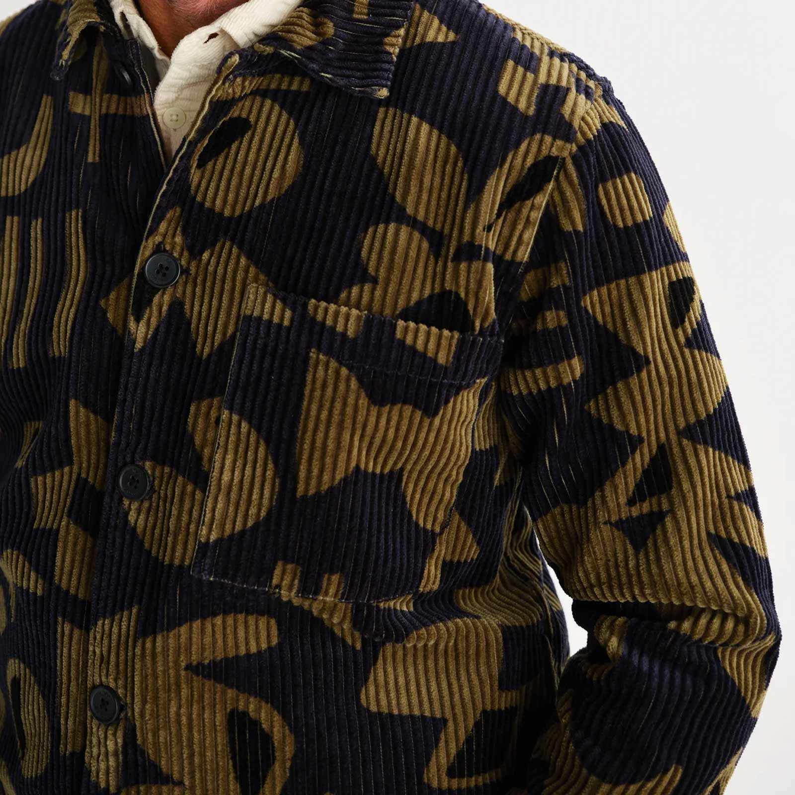 Rockley Oveshirt Shapes Jumbo Cord navy/khaki Wax London
