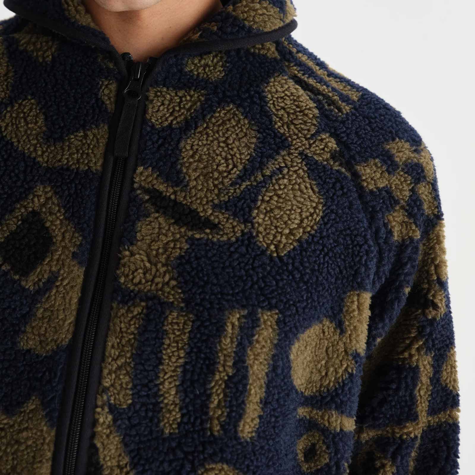 Tate Fleece Shapes Borg navy/khaki Wax London