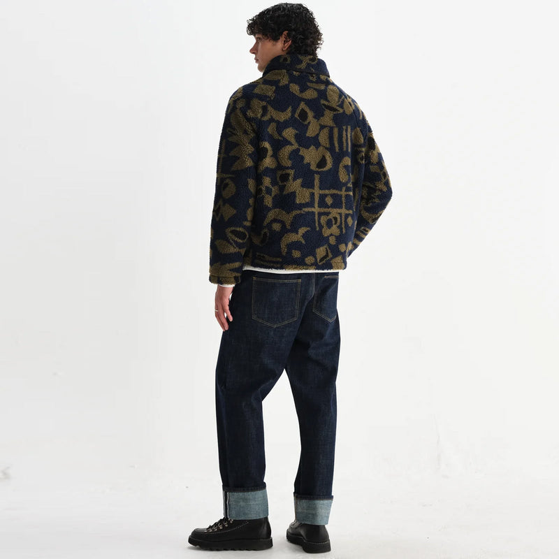 Tate Fleece Shapes Borg navy/khaki Wax London