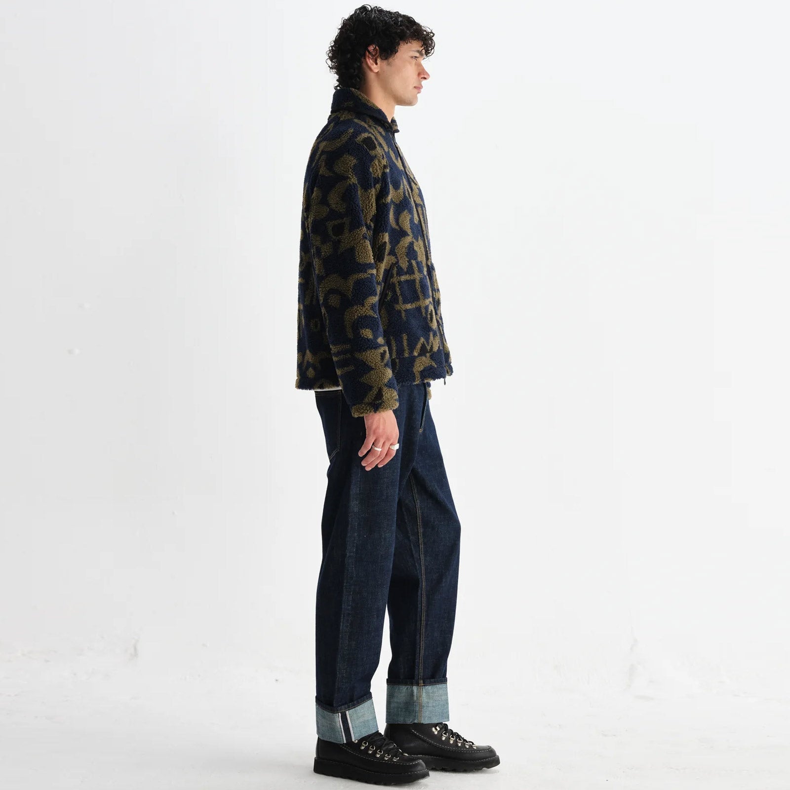 Tate Fleece Shapes Borg navy/khaki Wax London