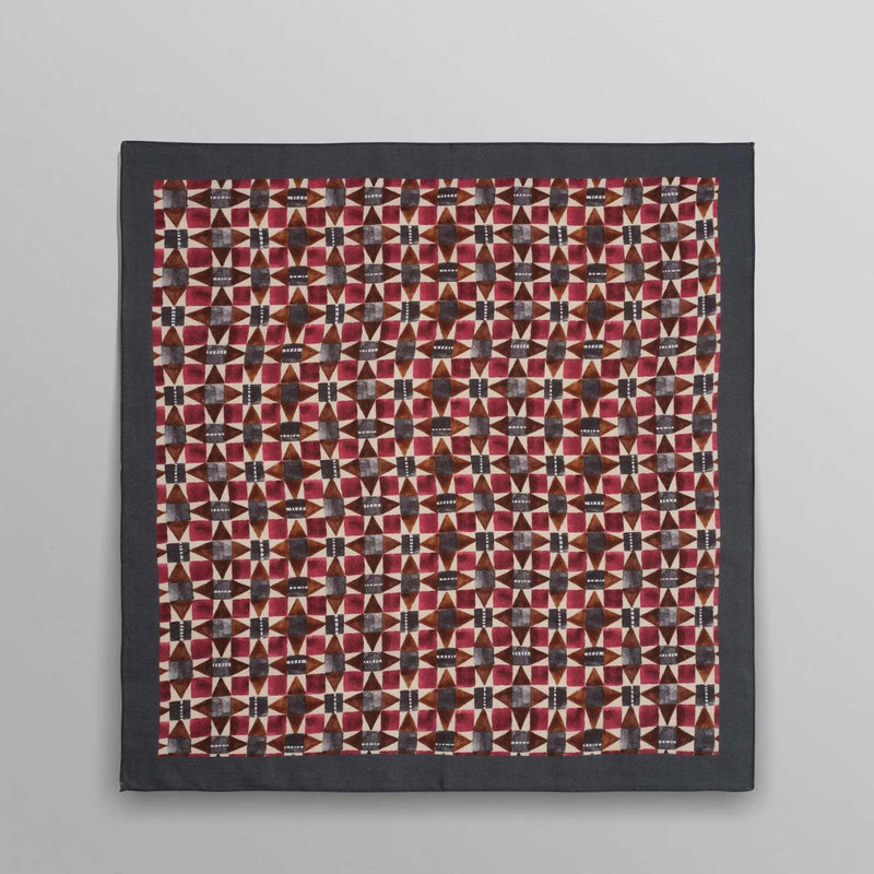 Sloane - Burgundy Painted Geometric Neck Scarf burgundy/multi Wax London