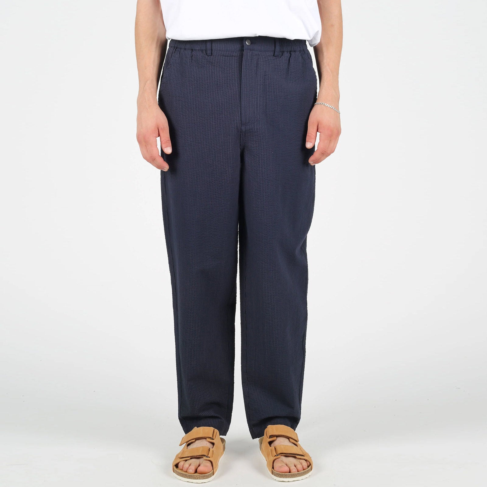 WeGrover Seersucker Pants dark navy Wemoto