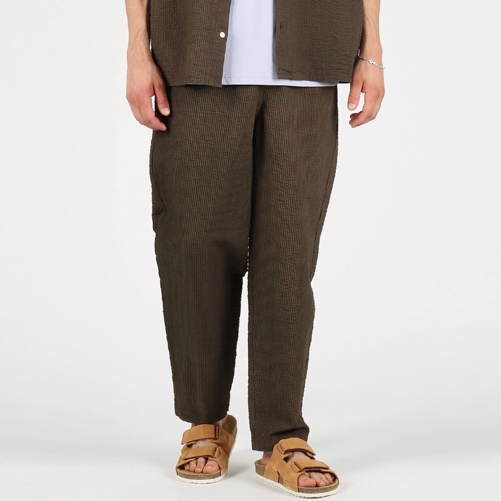 WeGrover Seersucker Pants olive Wemoto