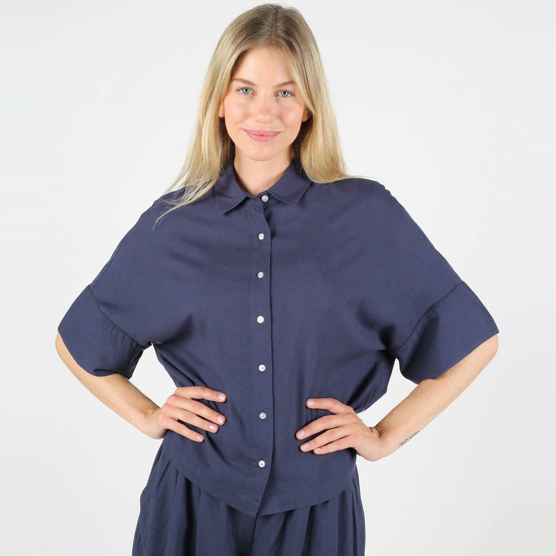 WeSara Linen Shirt dark navy Wemoto