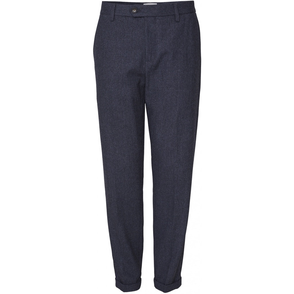 Pavia Wool Herringbone Pants dark navy/black