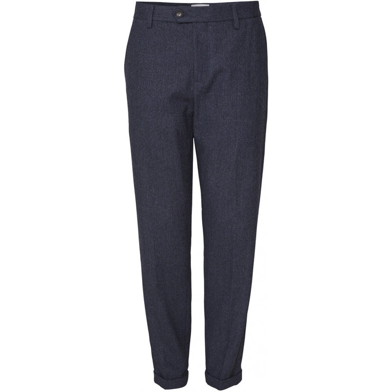 Pavia Wool Herringbone Pants dark navy/black