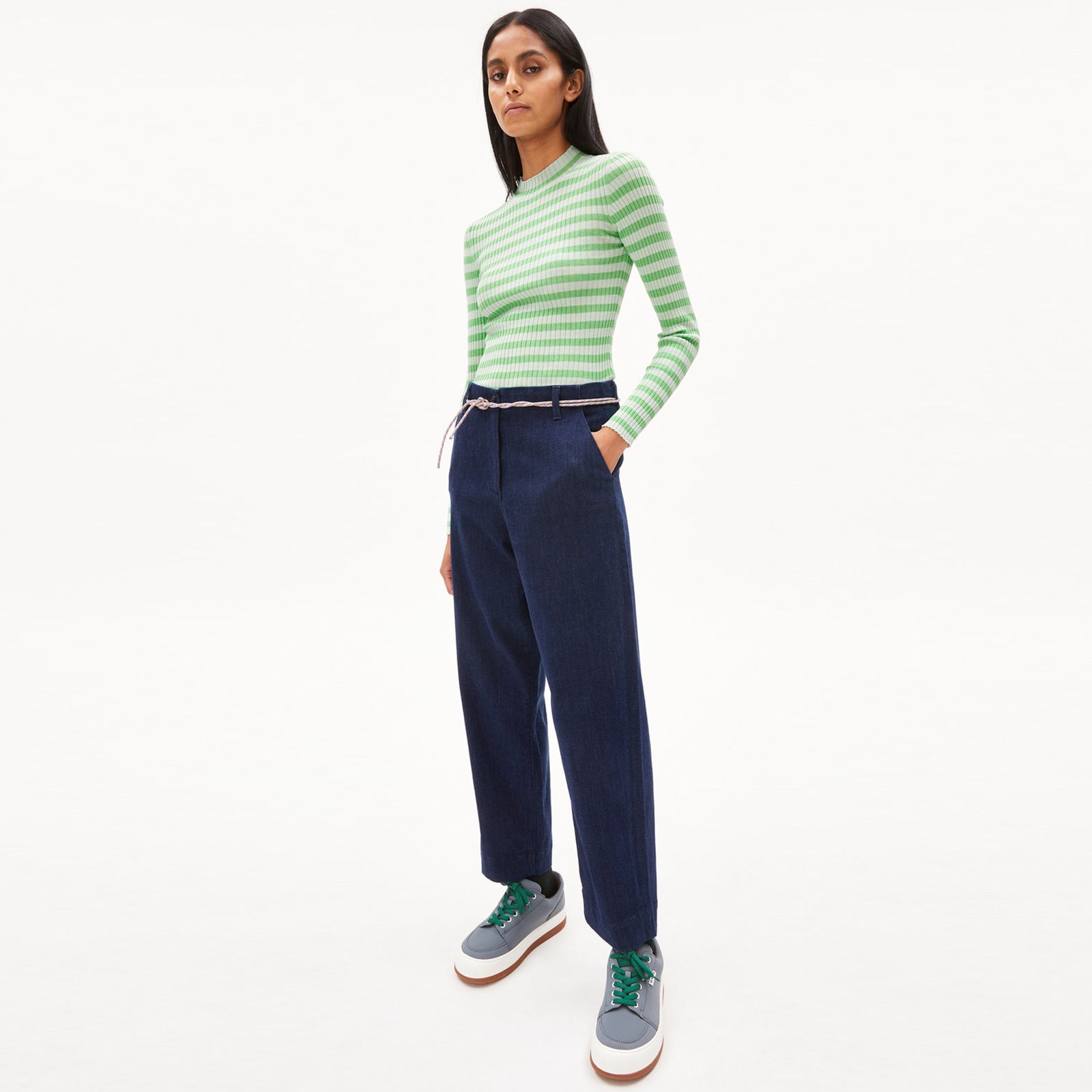 Alaania Striped Jumper light appleapple neon