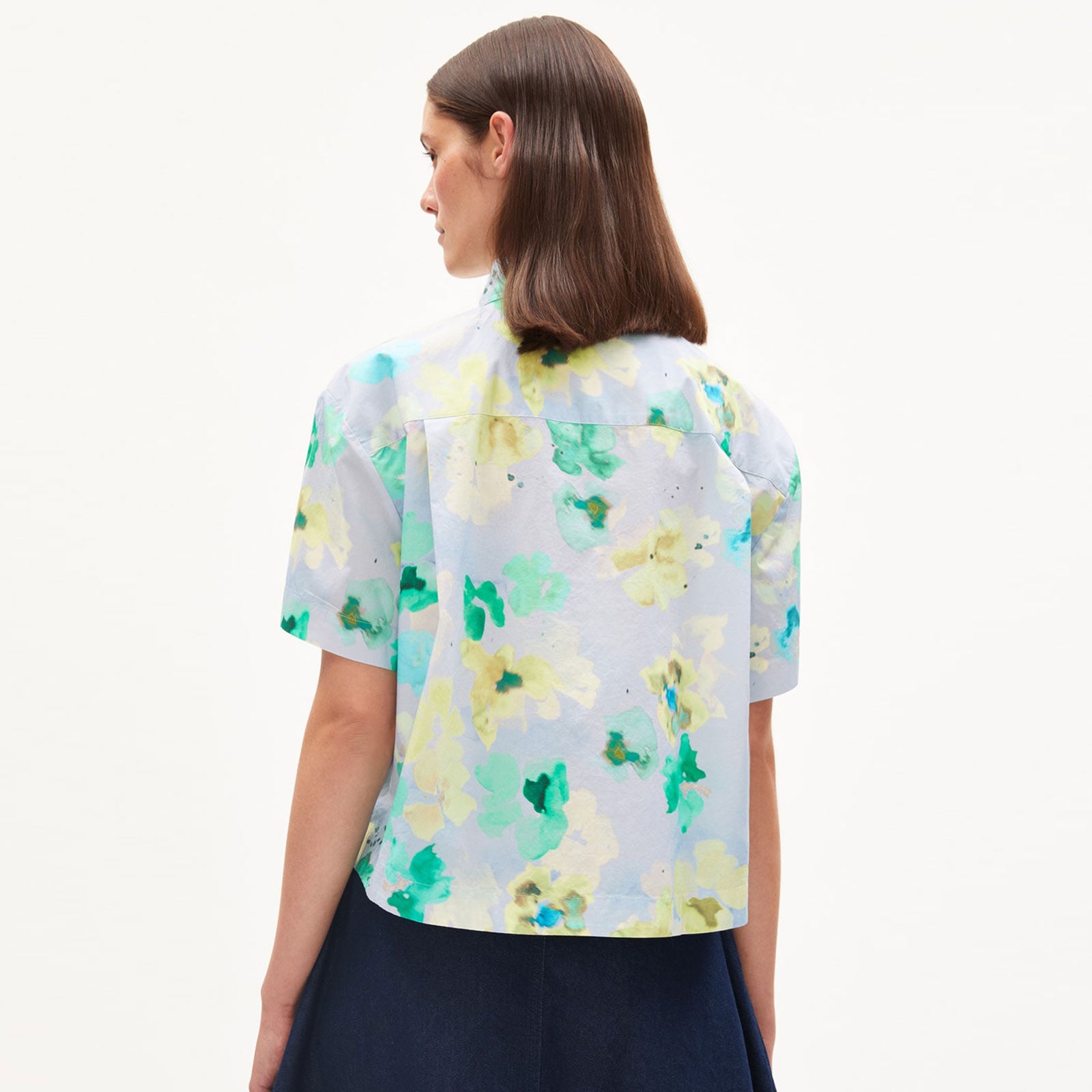 Elianaa Aqua Floral Shirt morning sky