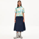 Elianaa Aqua Floral Shirt morning sky