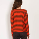 Palinaa Knitted Stripe LS Top glossy orange-cacao