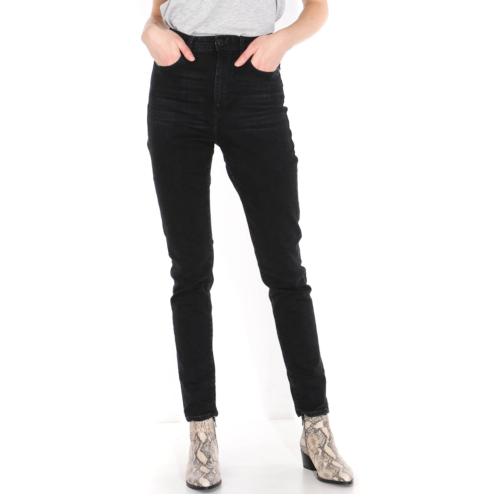 Ingaa High Waist Jeans washed down black