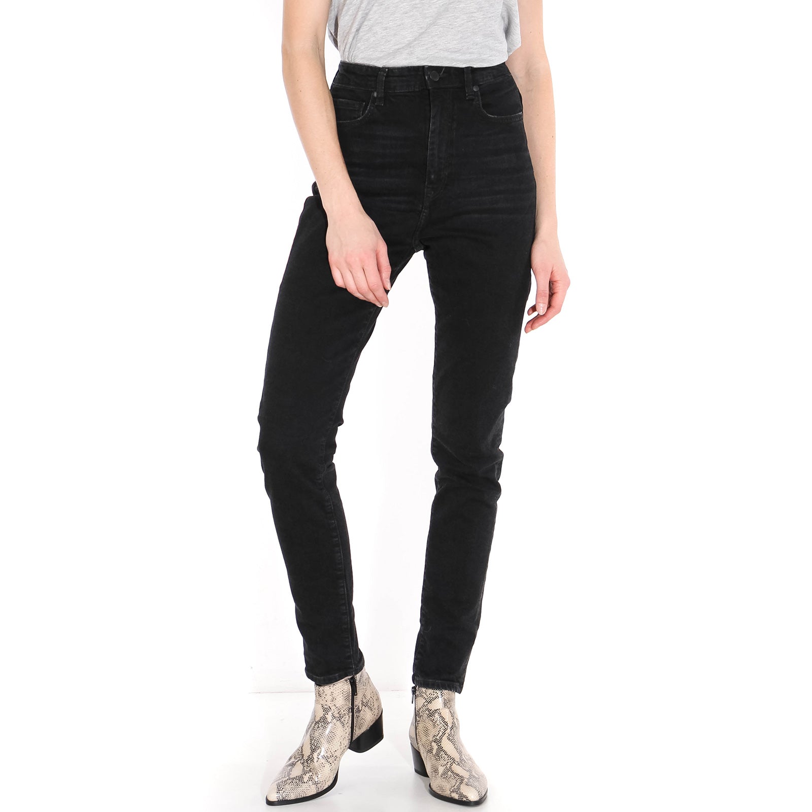 Ingaa High Waist Jeans washed down black