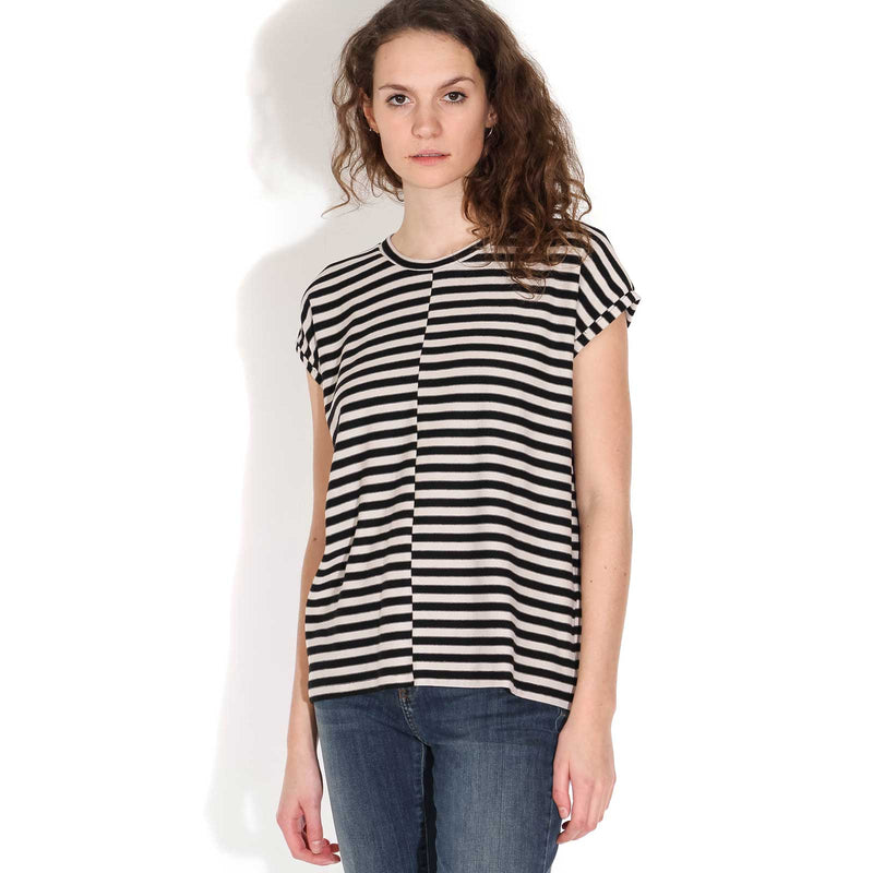 Jaarin Knitted Stripe Top kitt-black