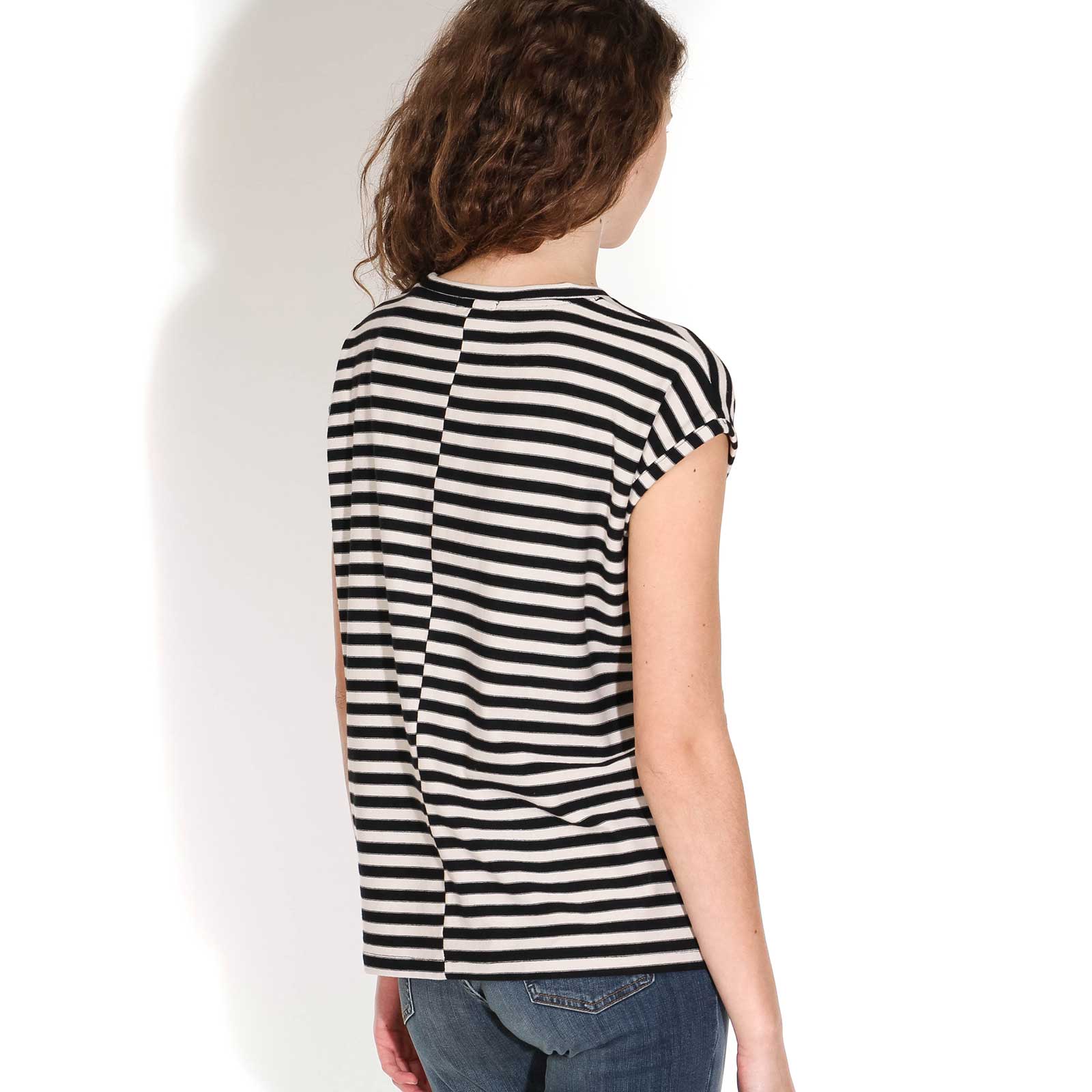 Jaarin Knitted Stripe Top kitt-black