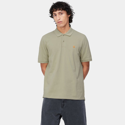 S/S Chase Pique Polo agave/gold