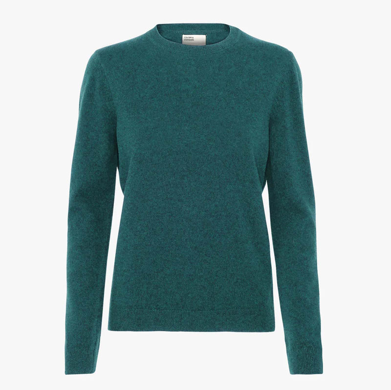 W Light Merino Wool Crew ocean green