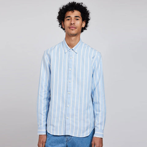 Tokyo Hemp Shirt blue/white stripes