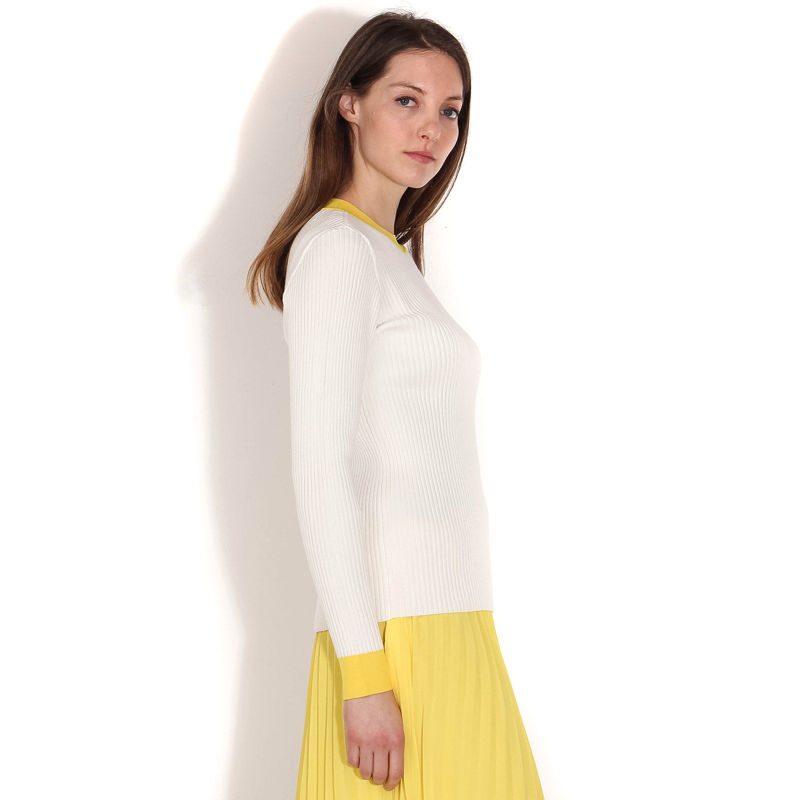 Kamma Knit Jumper white yellow