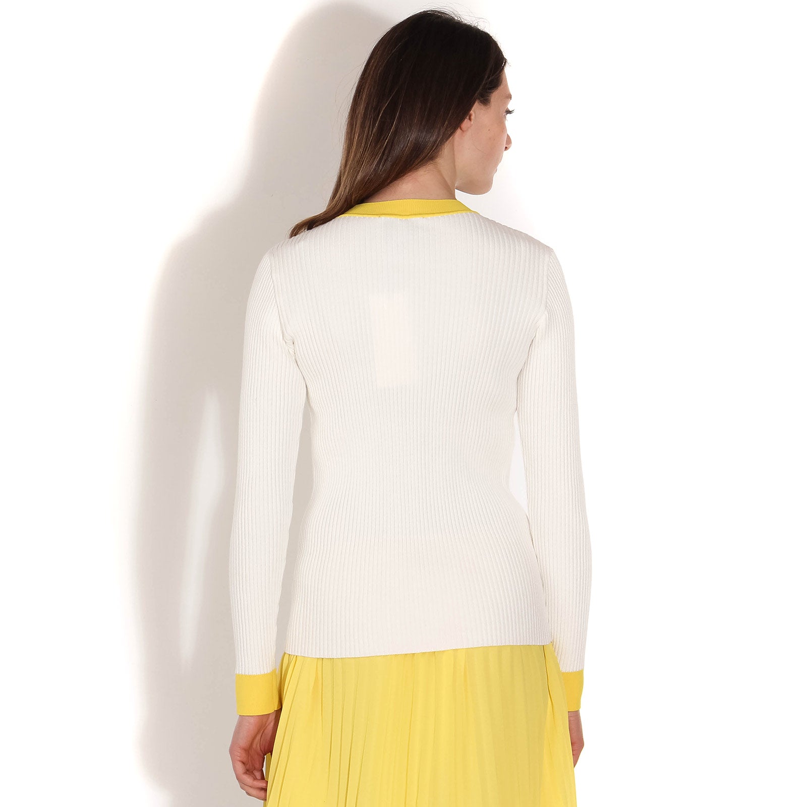 Kamma Knit Jumper white yellow