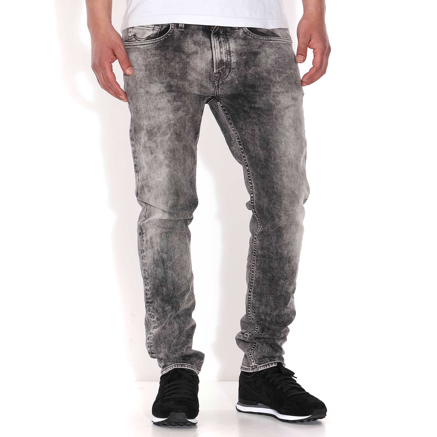 James Skinny Fit Jeans black worn marble