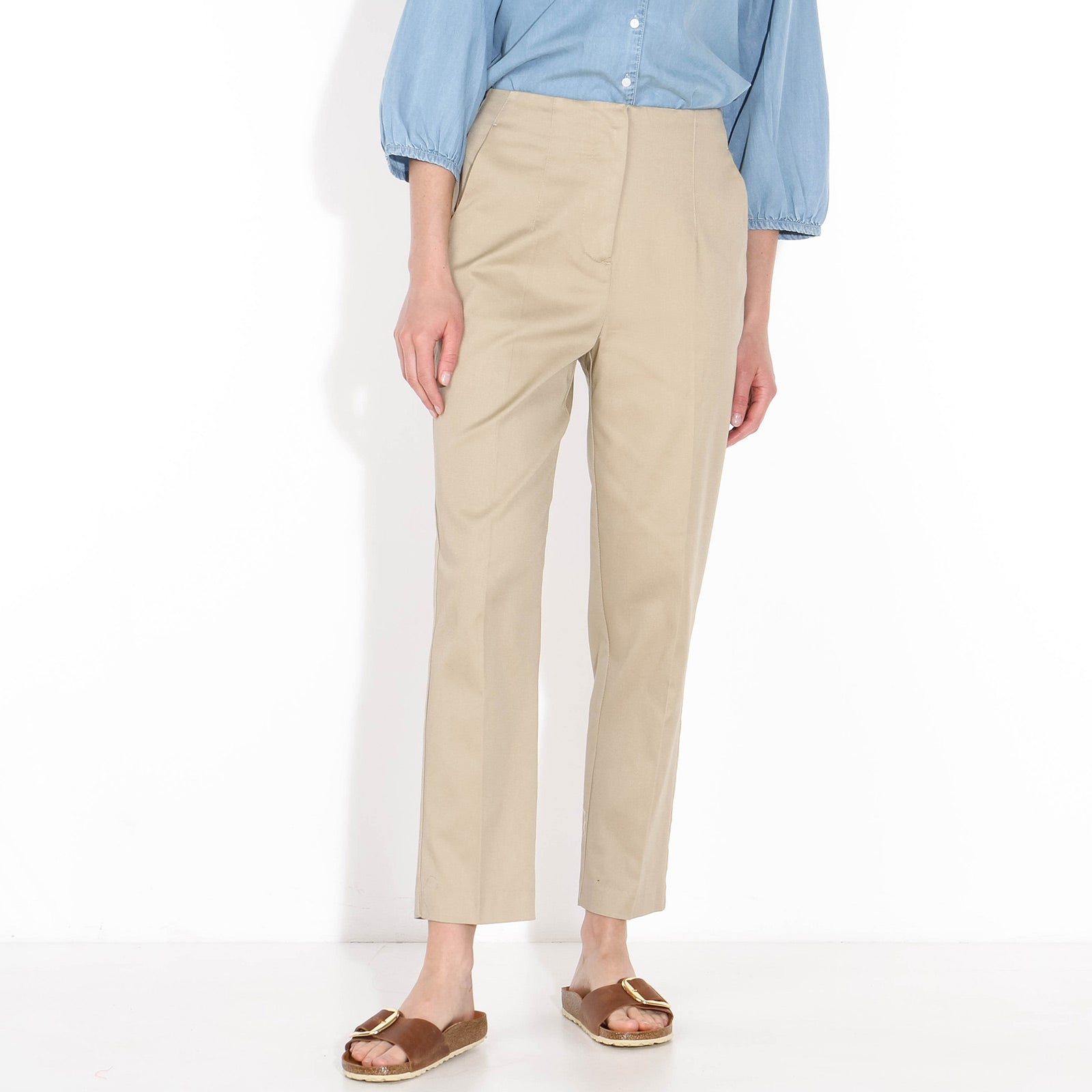 Langley HW Ankle Pants white pepper