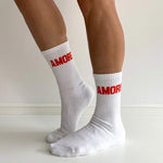 Amore Socks white/red