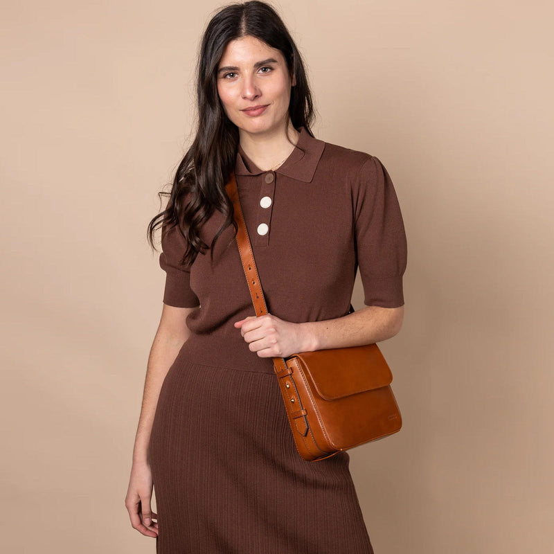 Gina Classic Leather Bag cognac