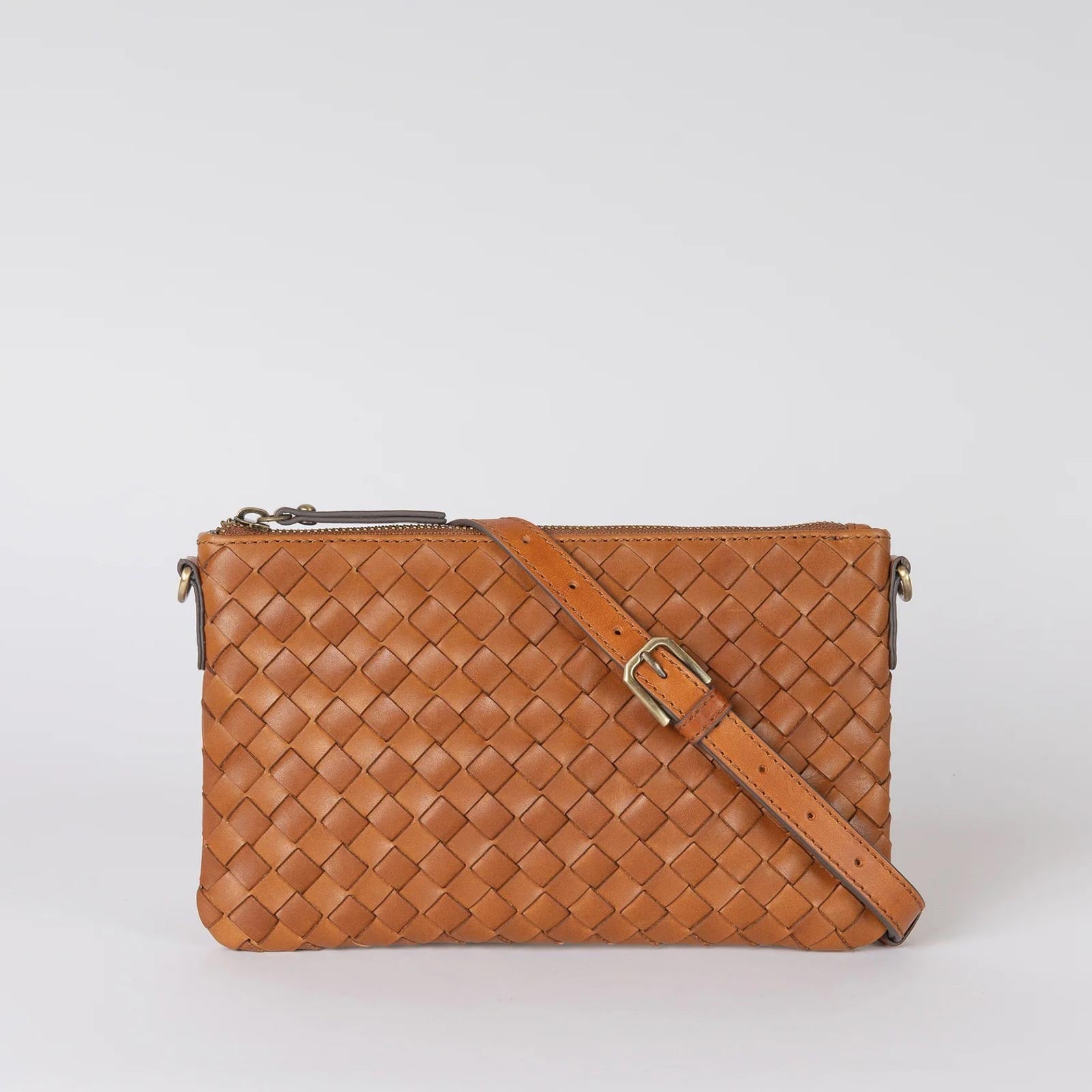 Lexi Woven Leather Bag cognac