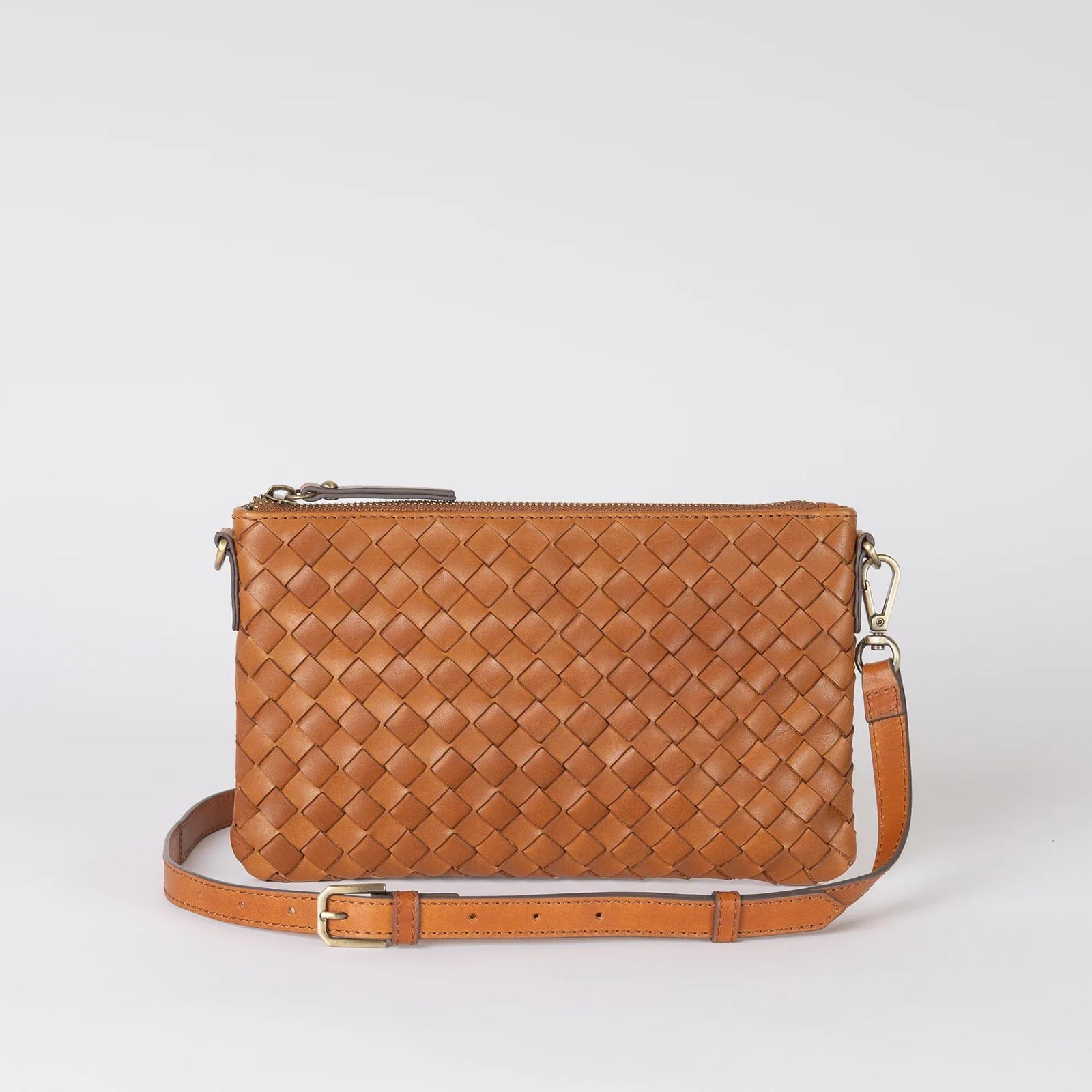 Lexi Woven Leather Bag cognac