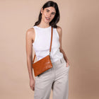 Lexi Woven Leather Bag cognac