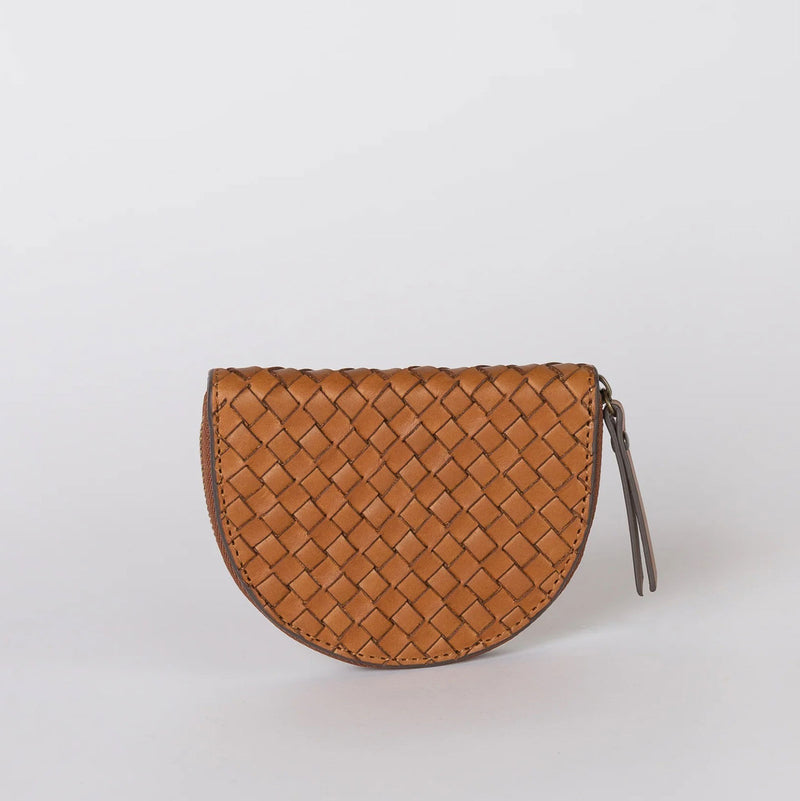 Laura Coin Purse Woven Leather cognac