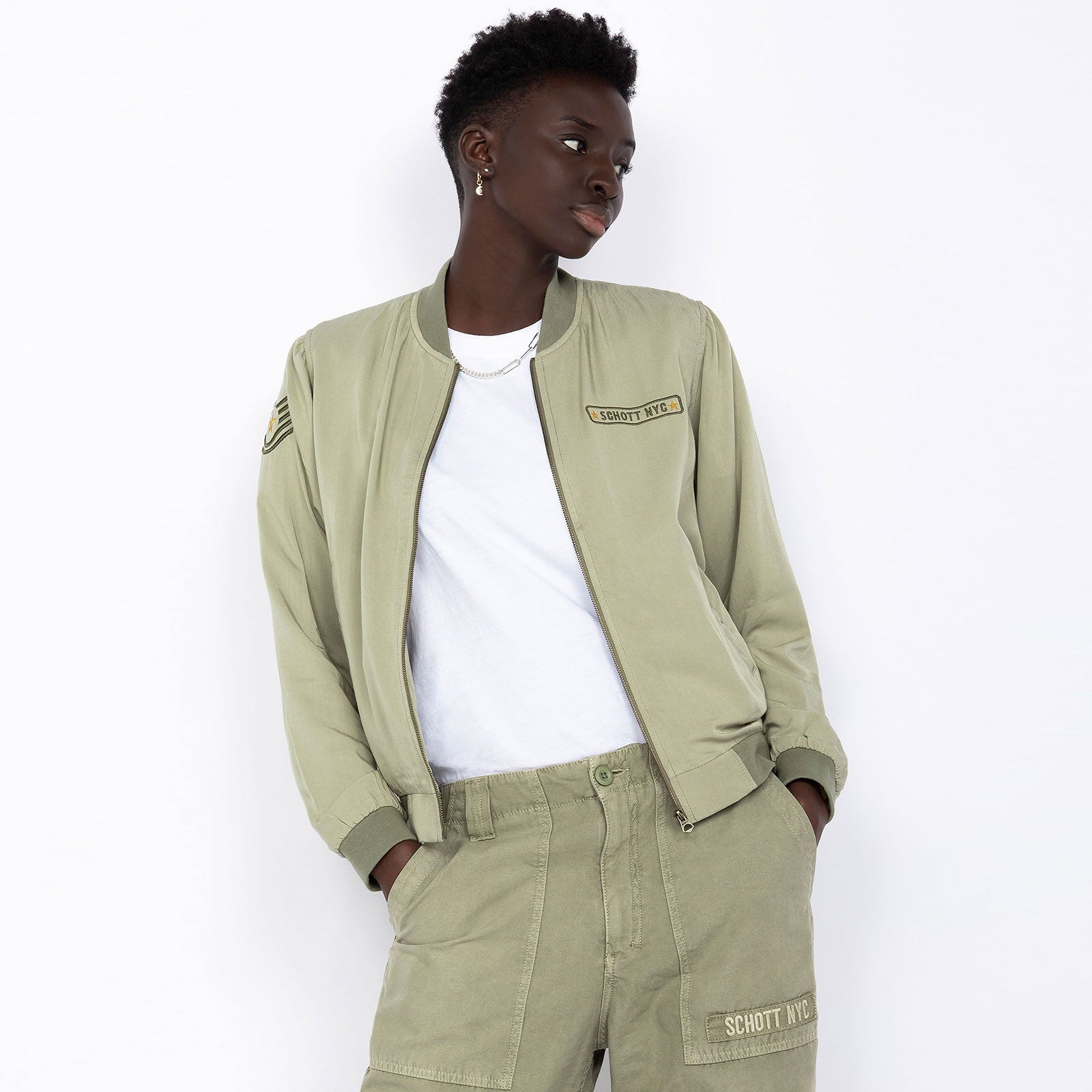 Calipsow Light Bomber Jacket sage khaki