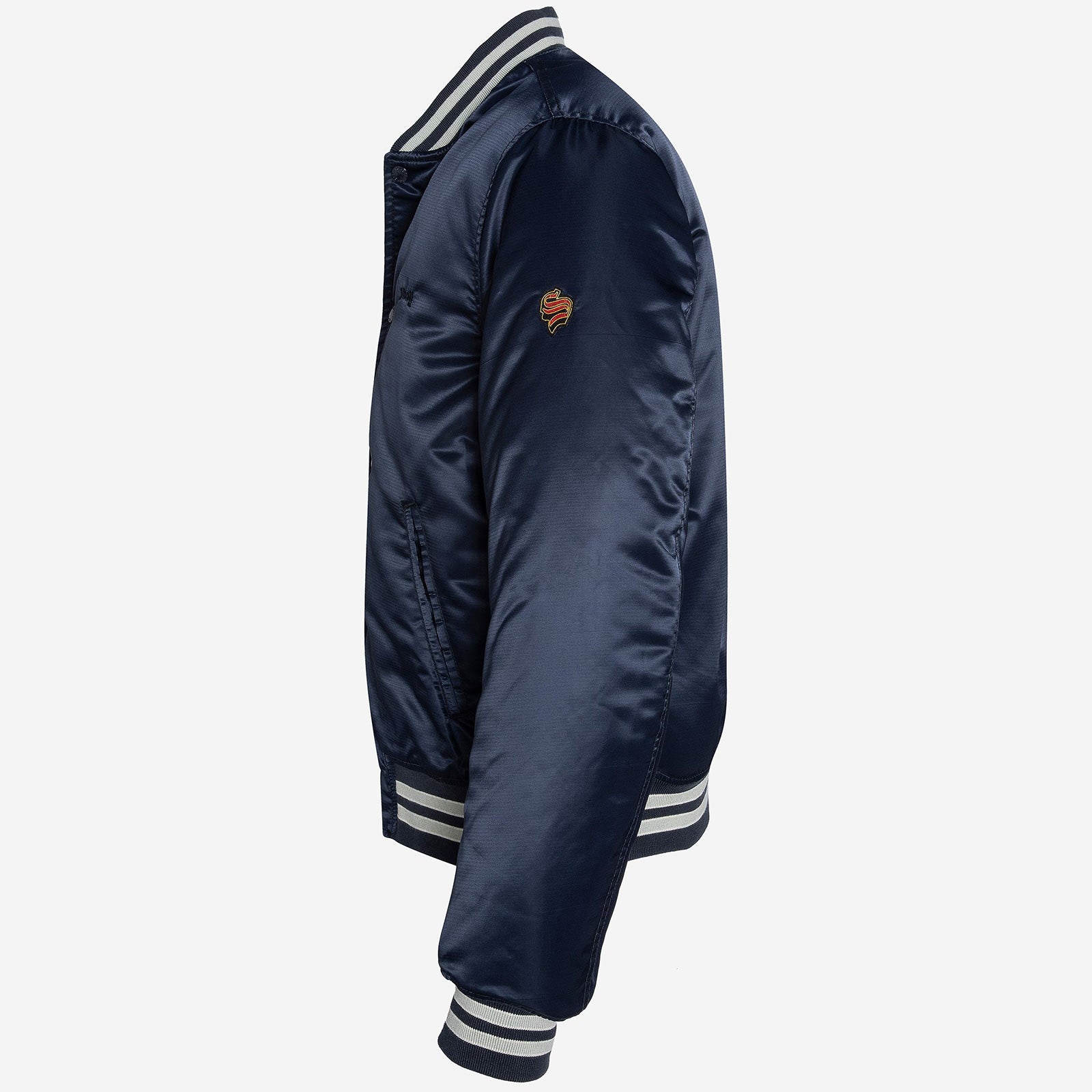 Tacson Satin Varsity Jacket navy