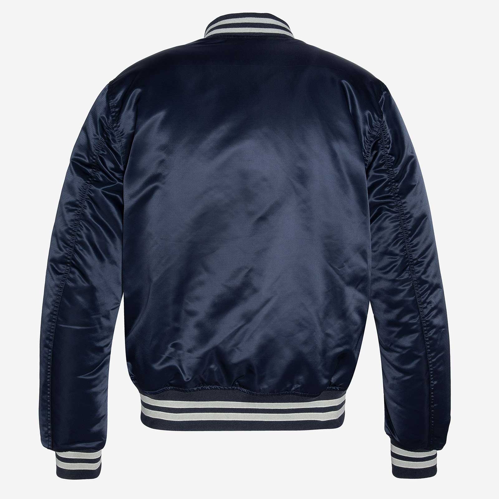 Tacson Satin Varsity Jacket navy