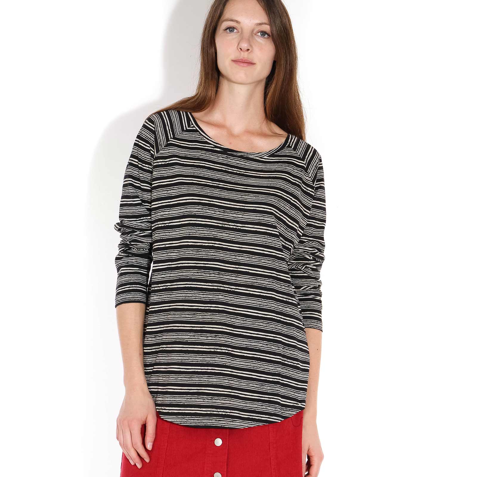 Finder Stripe Top black-off white