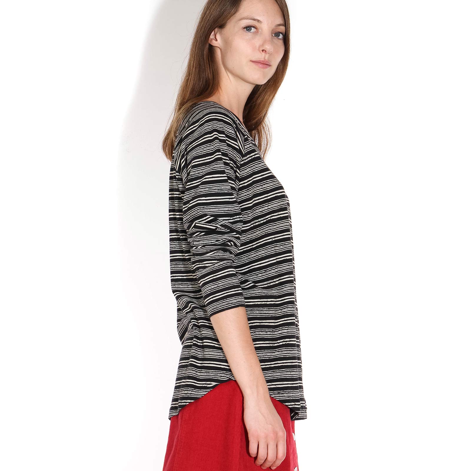 Finder Stripe Top black-off white