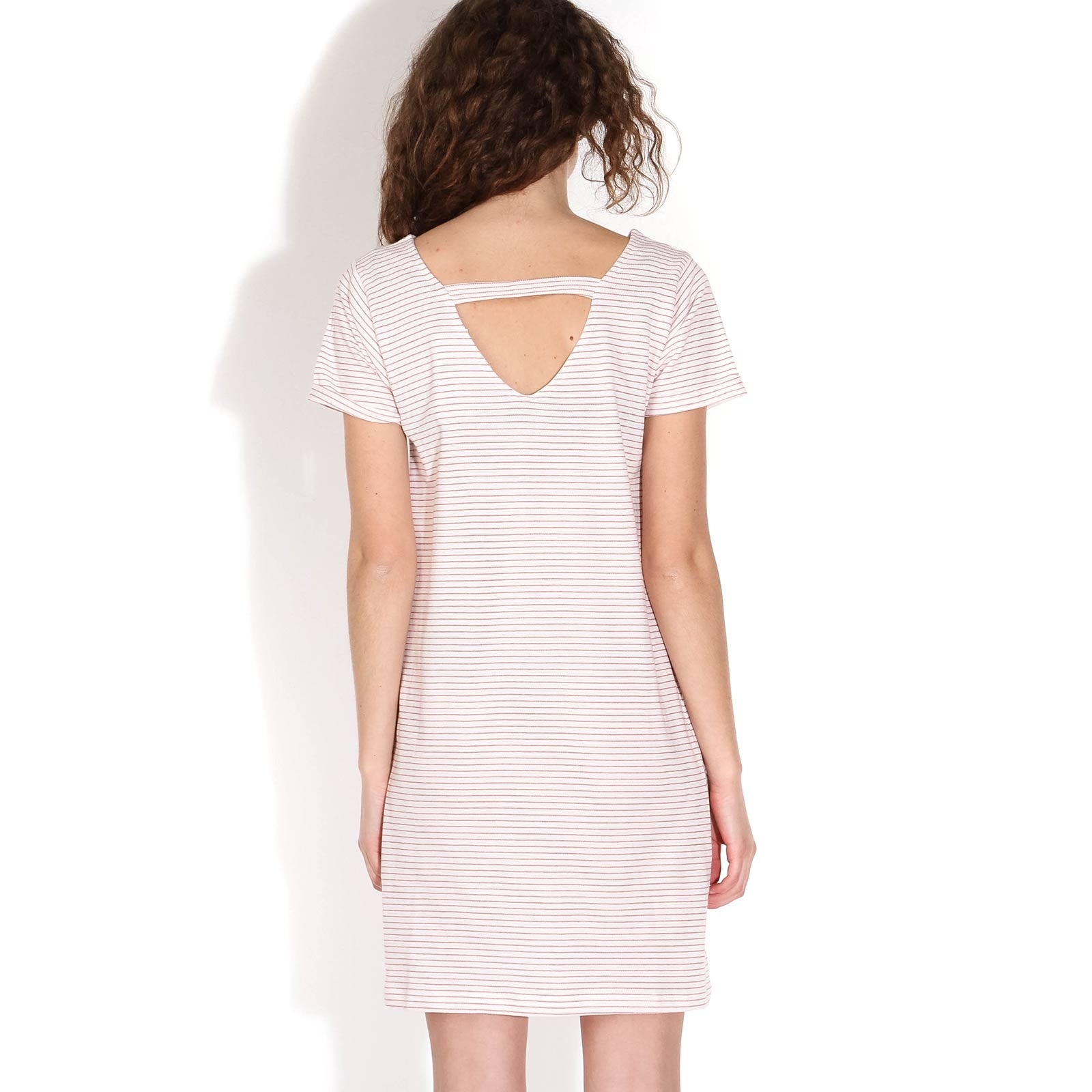 Loner Stripe Dress off white-red