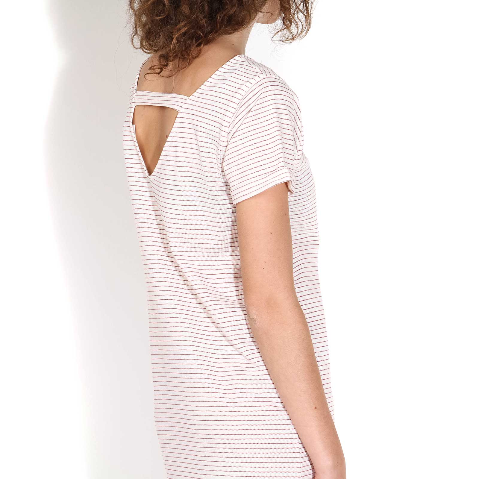 Loner Stripe Dress off white-red