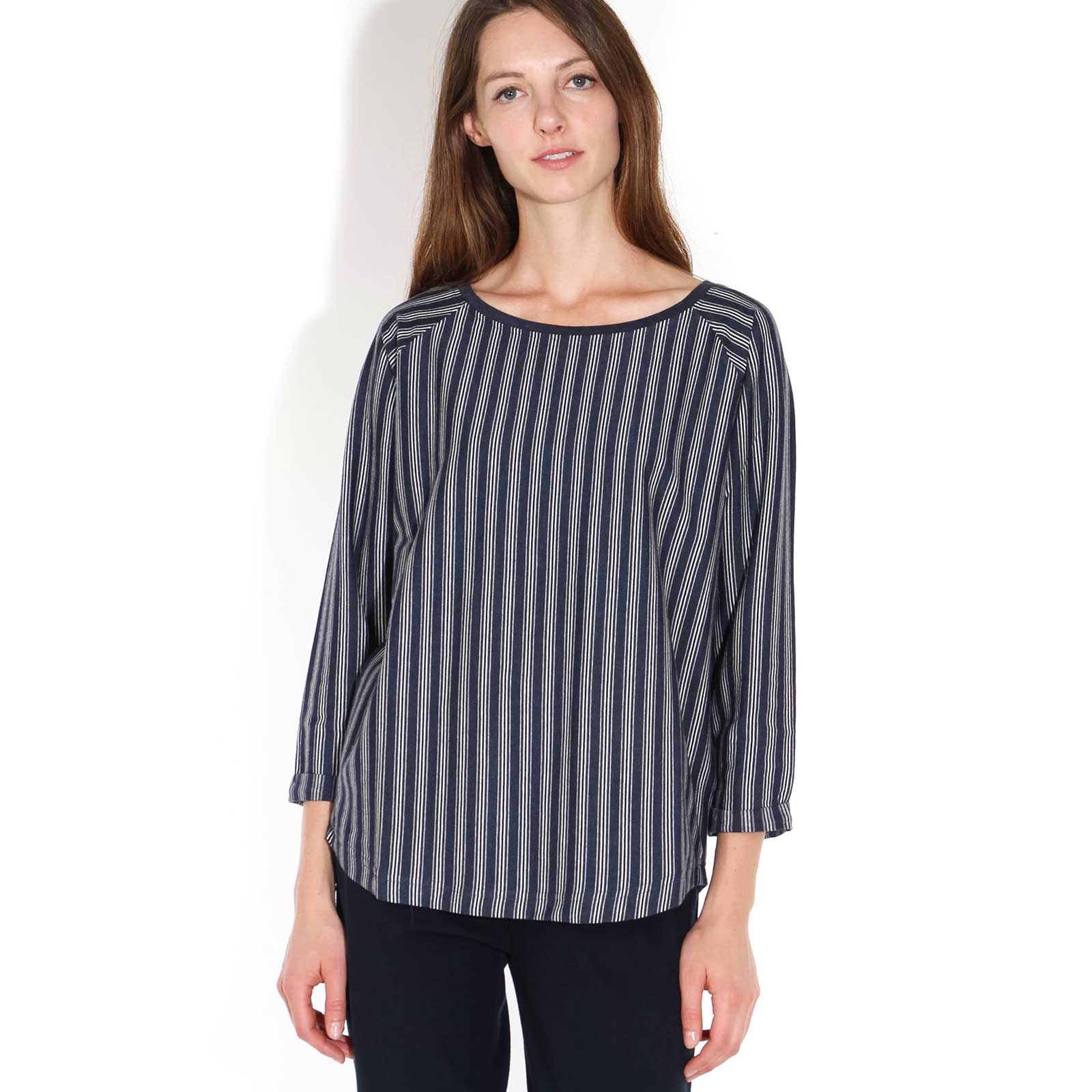 Shane Stripe Top navy blue-black-off white