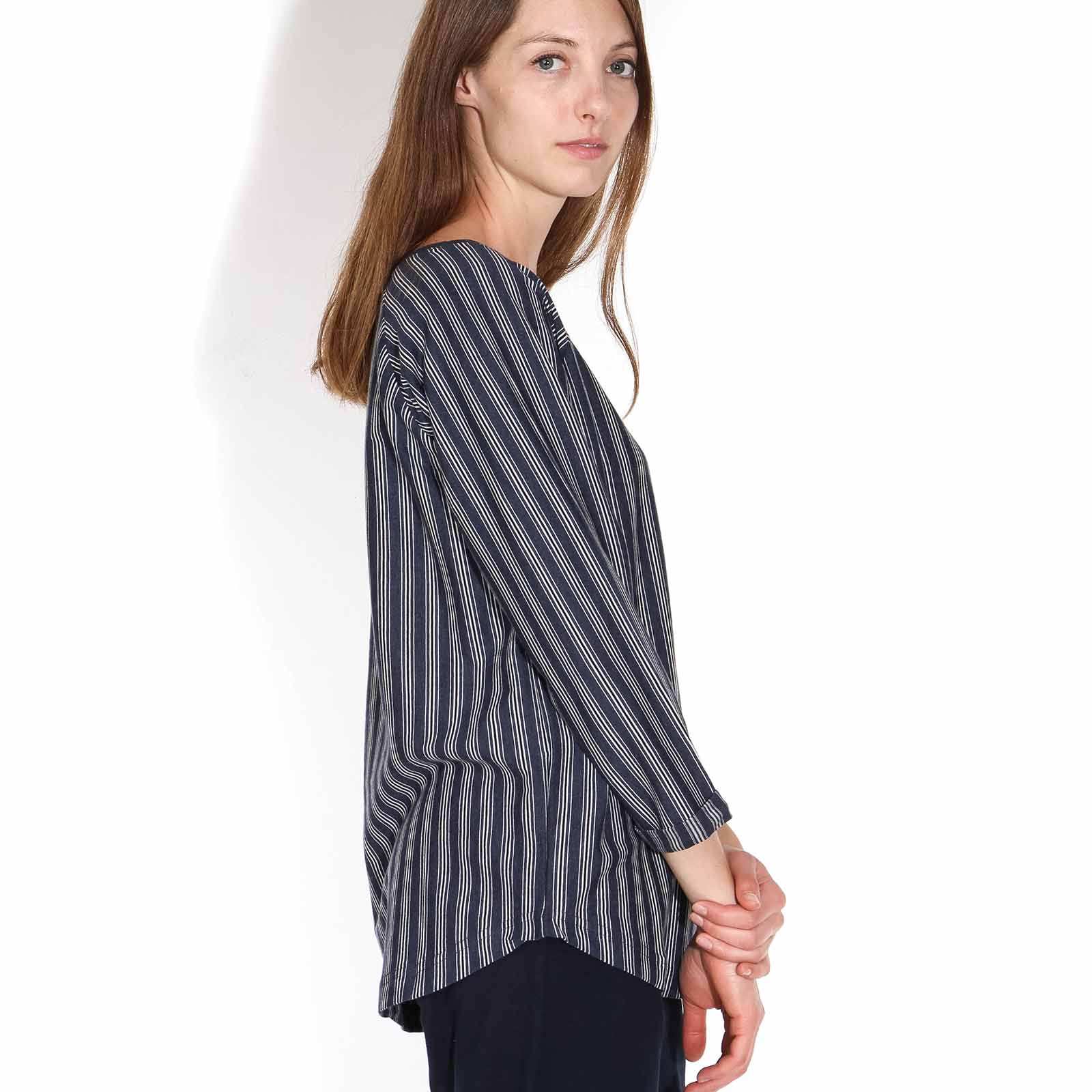 Shane Stripe Top navy blue-black-off white