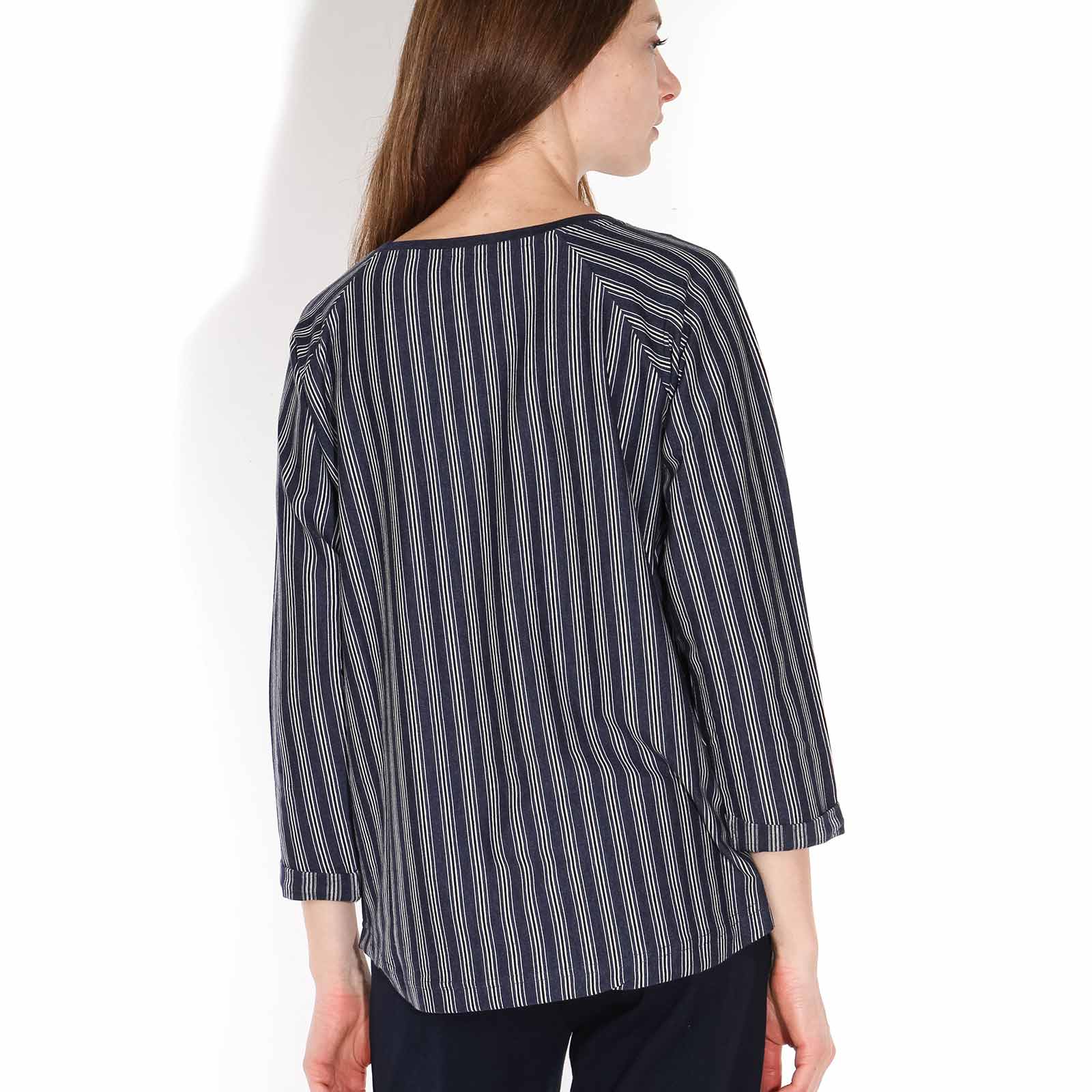 Shane Stripe Top navy blue-black-off white